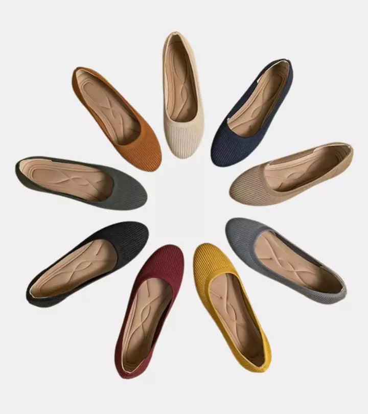 Alfia | Ballet Flats Ribbed Round Toe Slip On