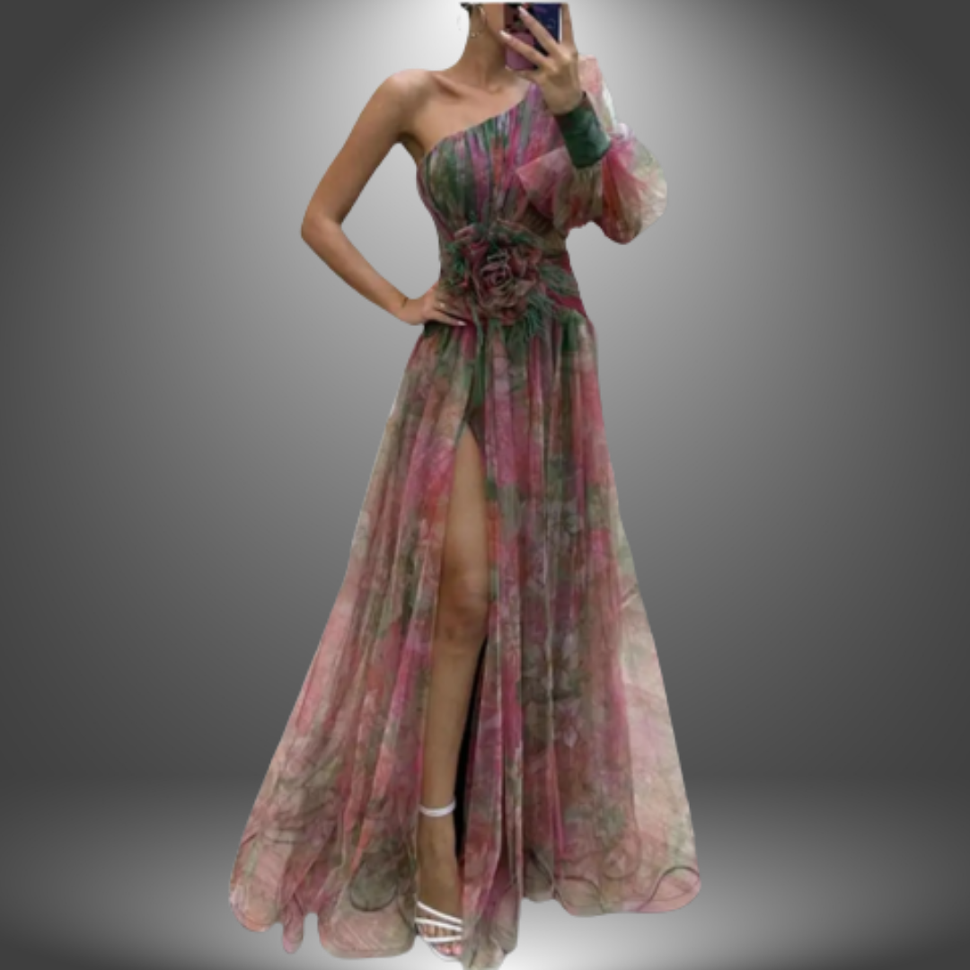 Nana | Maxi Dress One Shoulder Watercolor Print
