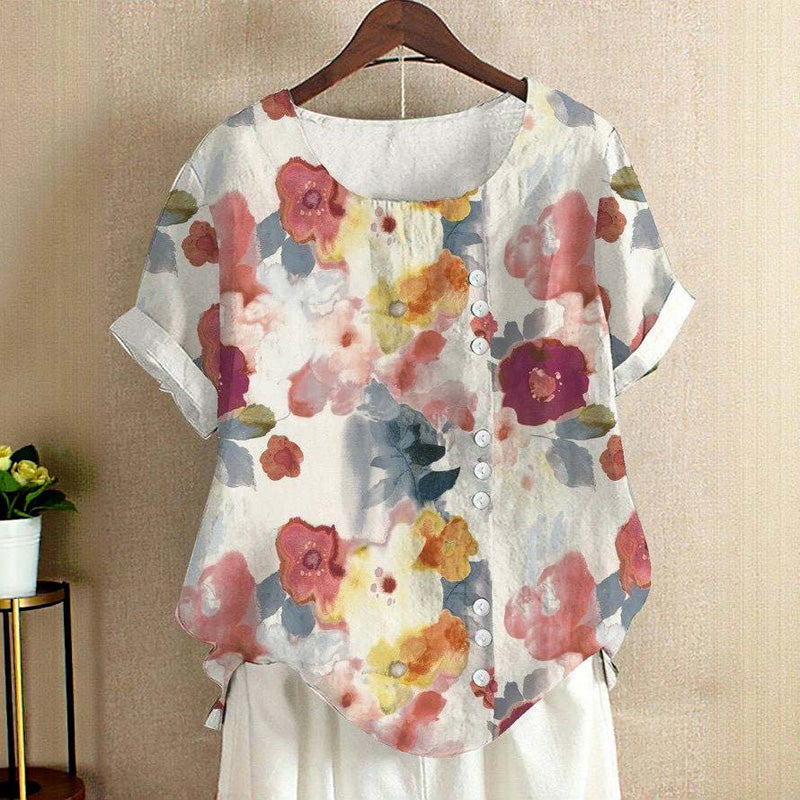 Zendaya | Blouse Floral Short Sleeve Button Front