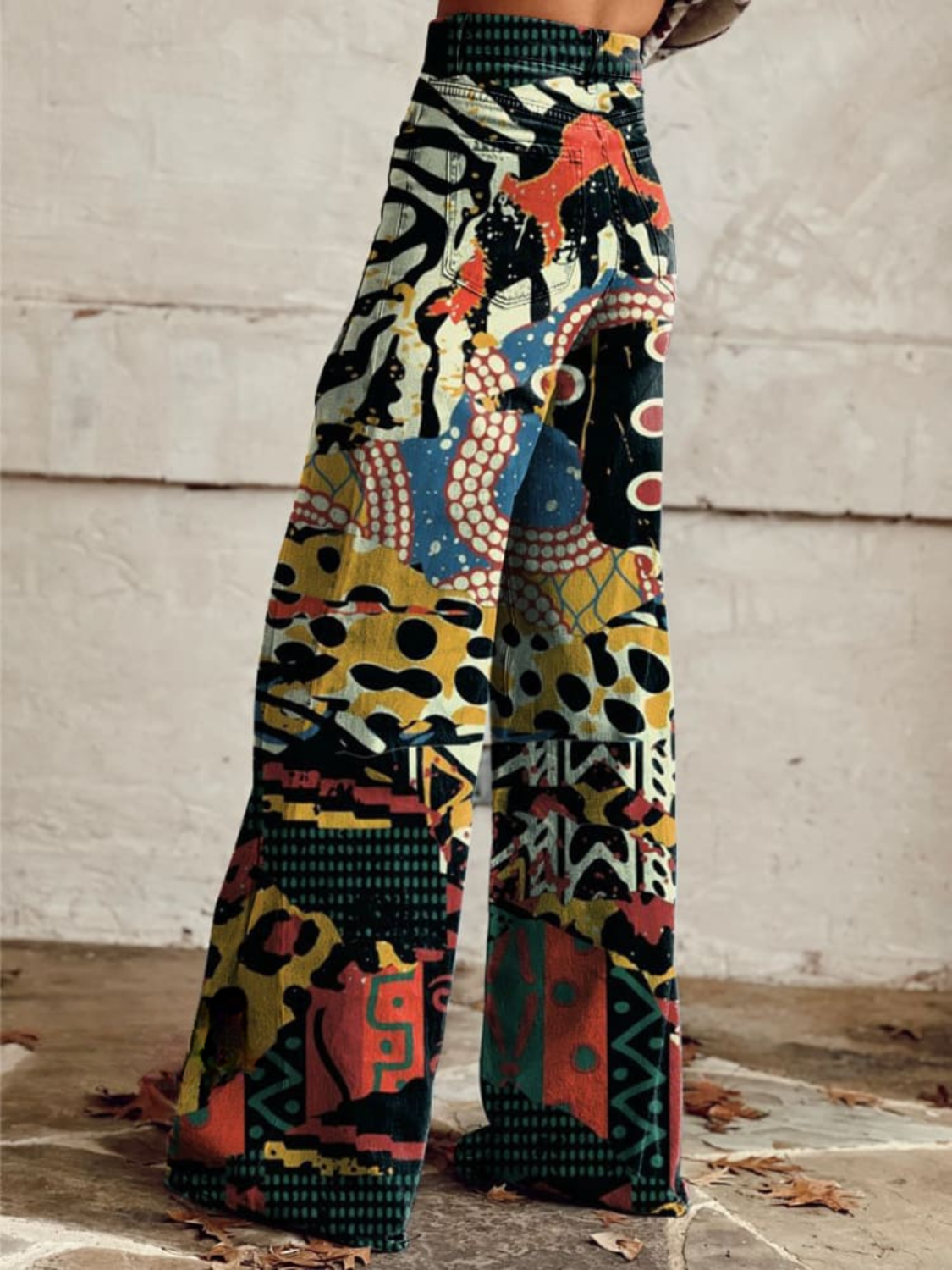 TARSILLA | Wide-Leg Trousers with Abstract Art Print
