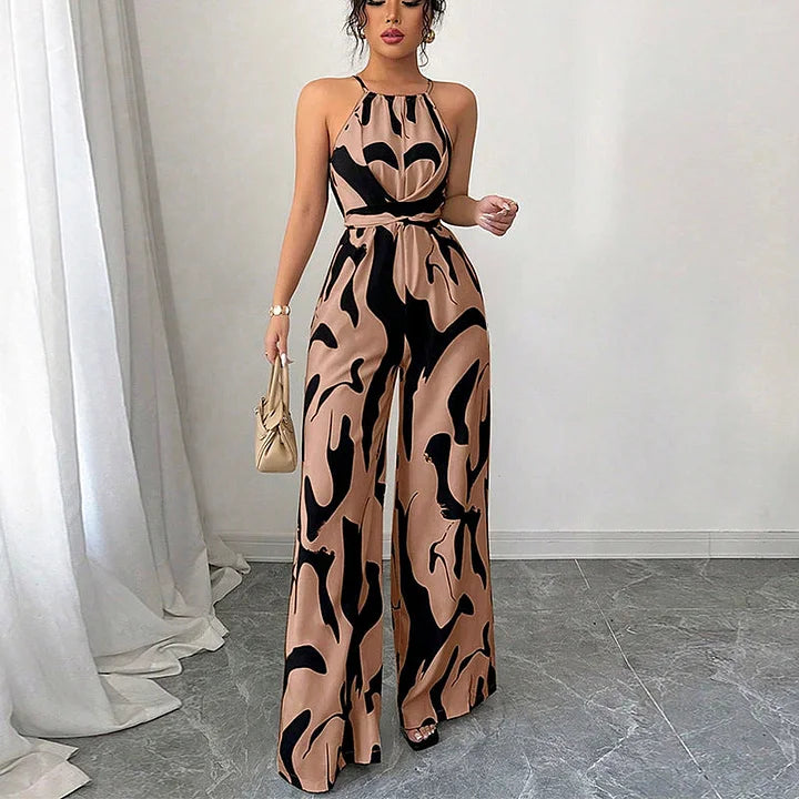 Jorinda | Printed Halterneck Wide Leg Jumpsuit