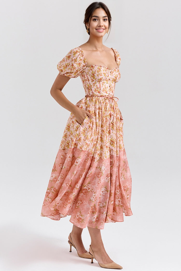 Mellie | Floral Puff Sleeve Midi Dress