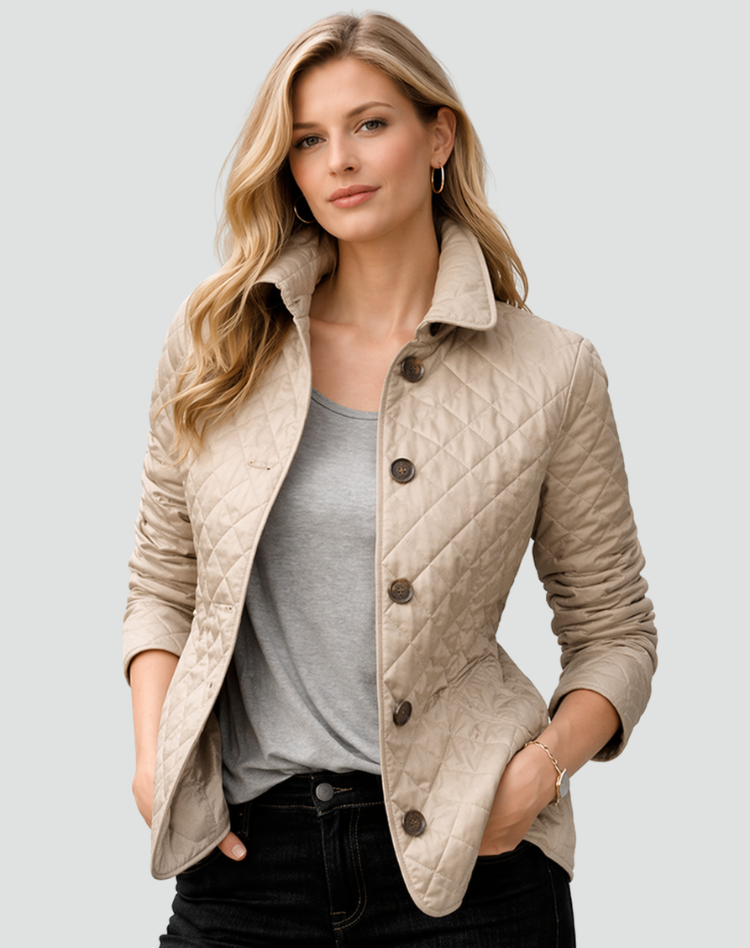 Myrna | Quilted Jacket Stand Collar Button Front
