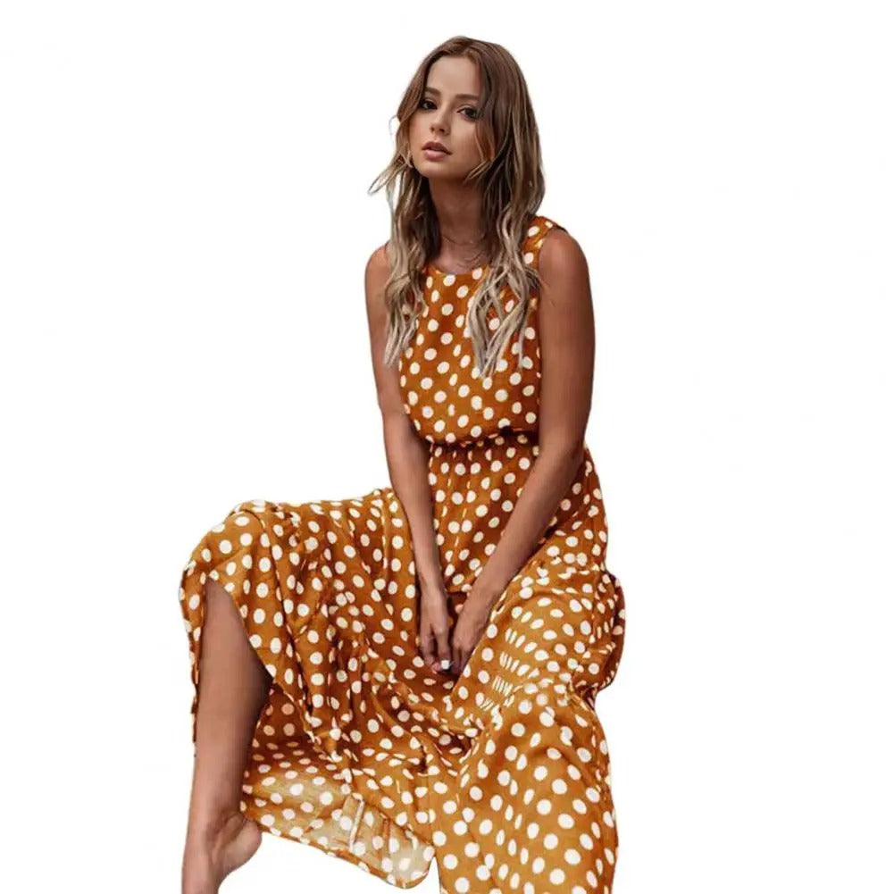 Laressa | Polka Dot Sleeveless Midi Dress