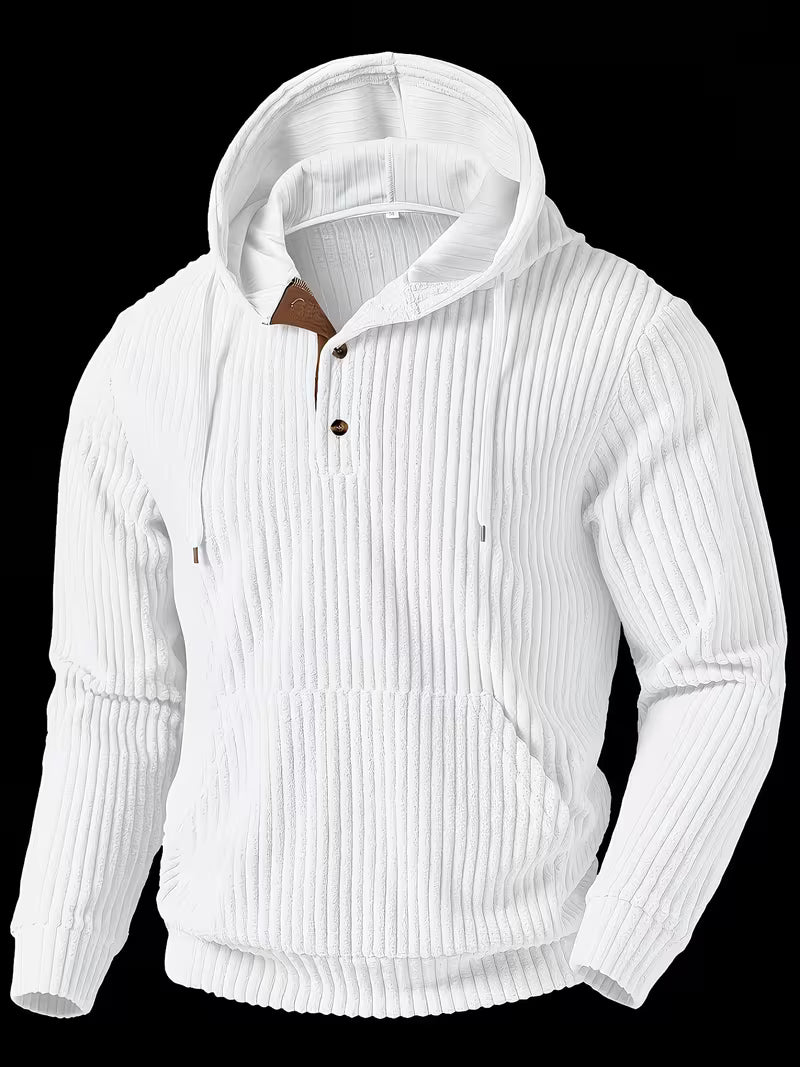 Colman | Hooded Ribbed Knit Pullover Sweatshirt
