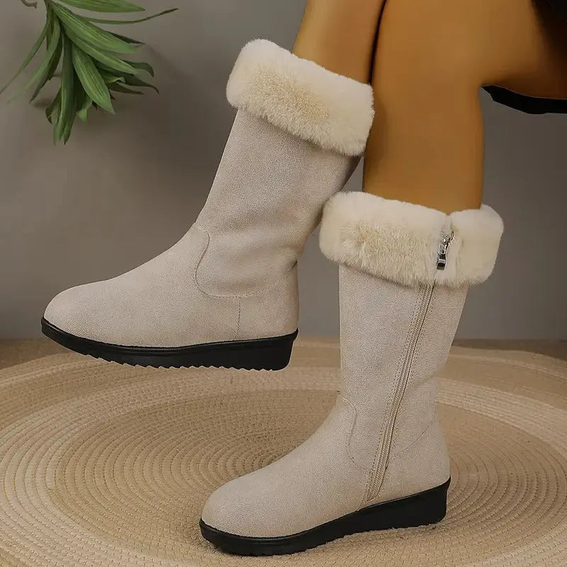 Neah | Mid Calf Faux Fur Side Zip Boots