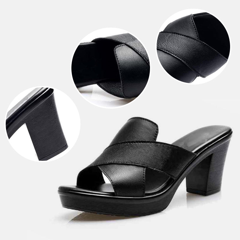 Minki | Open Toe Block Heel Mules