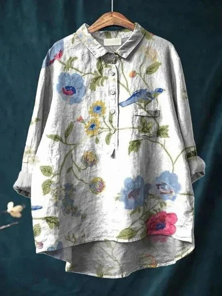 Emery | Painterly Floral Long Sleeve Blouse