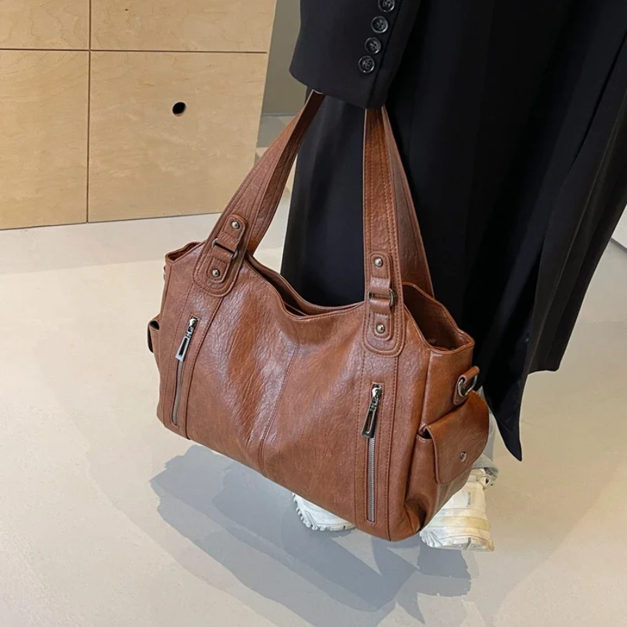 Lynn | Large Shoulder Tote Bag with Zip Pockets