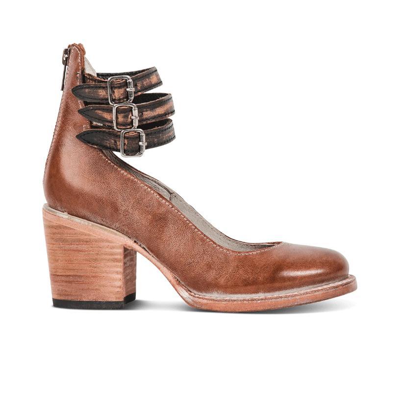 Steffie – Wooden Block Heel Strap Shoes