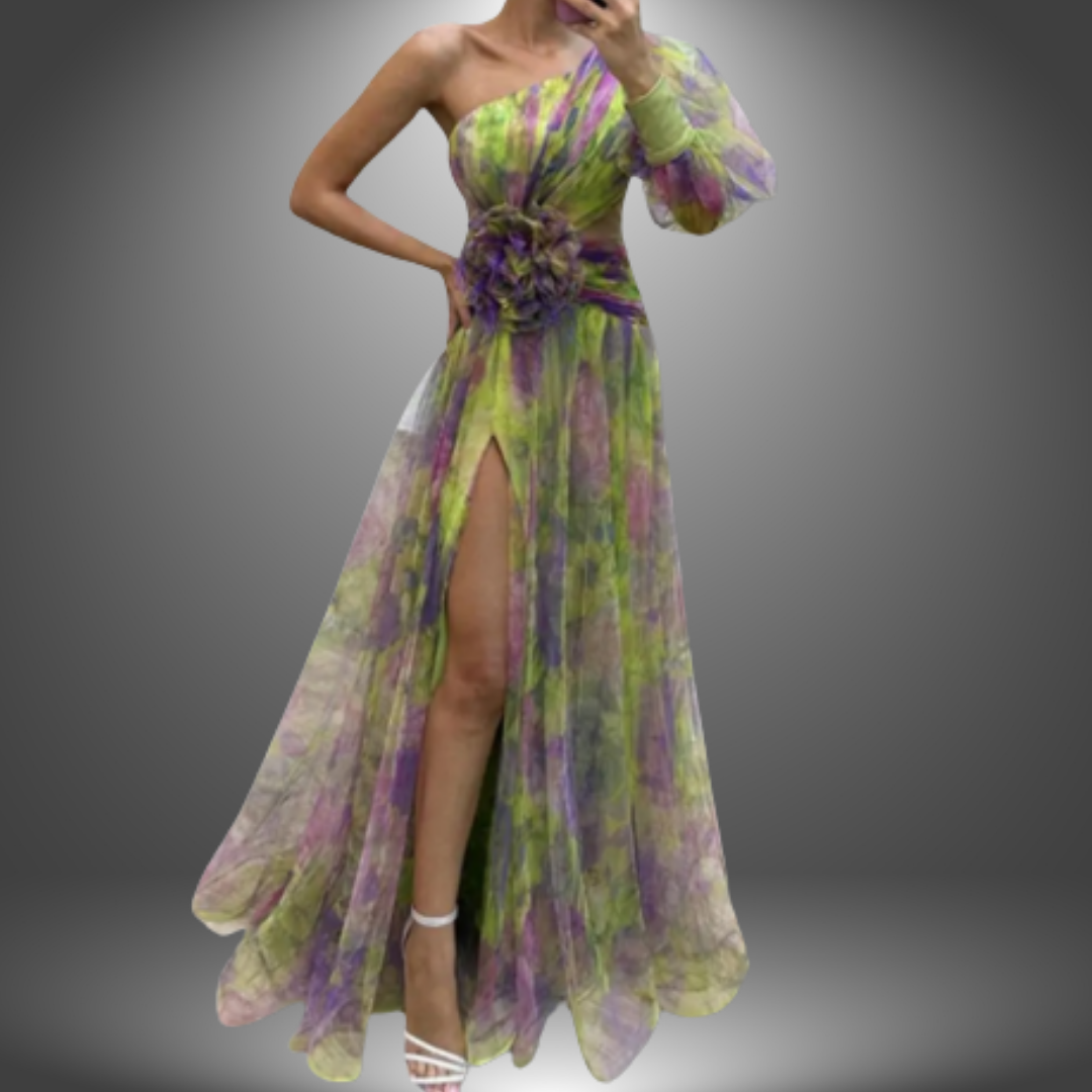 Nana | Maxi Dress One Shoulder Watercolor Print