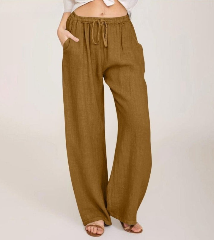 Maialen | Wide Leg Trousers Elastic Waist Drawstring