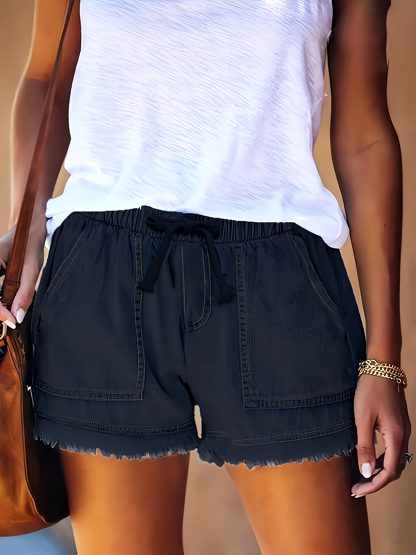 Katarina | Drawstring Denim Shorts with Pockets
