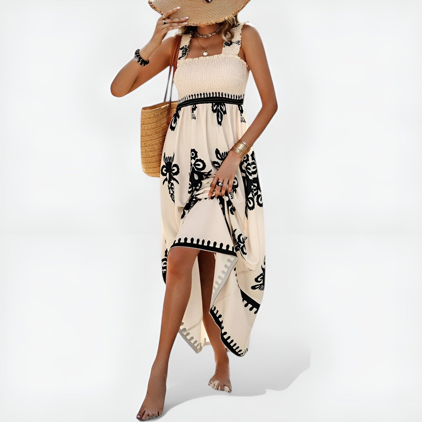 Anabelle | Floral Print Square Neck Maxi Dress