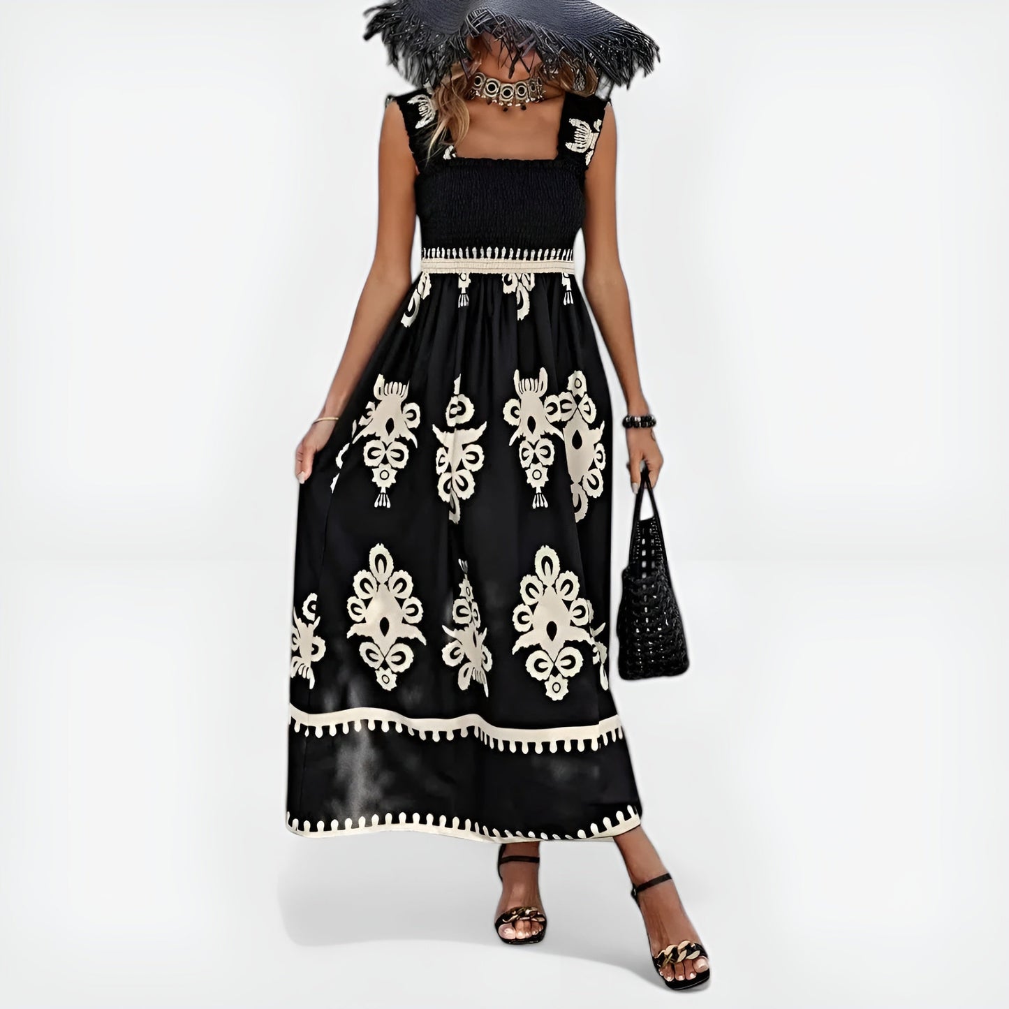 Anabelle | Floral Print Square Neck Maxi Dress