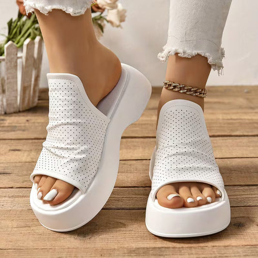 Sofya | Platform Open Toe Slip-On Slippers