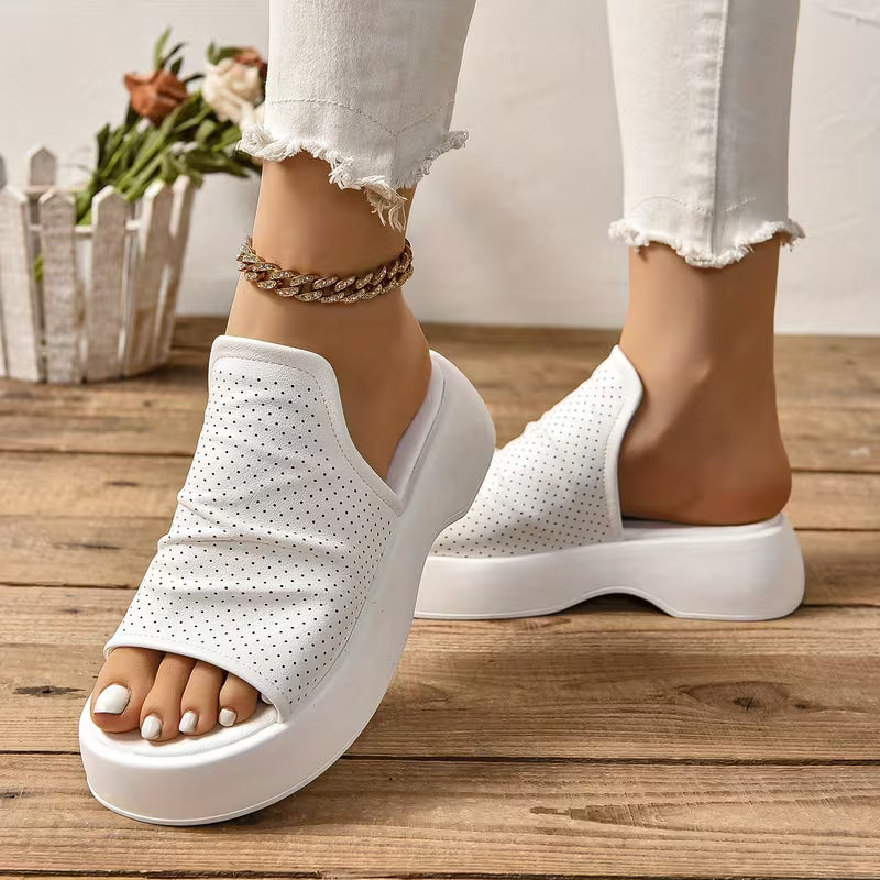 Sofya | Platform Open Toe Slip-On Slippers
