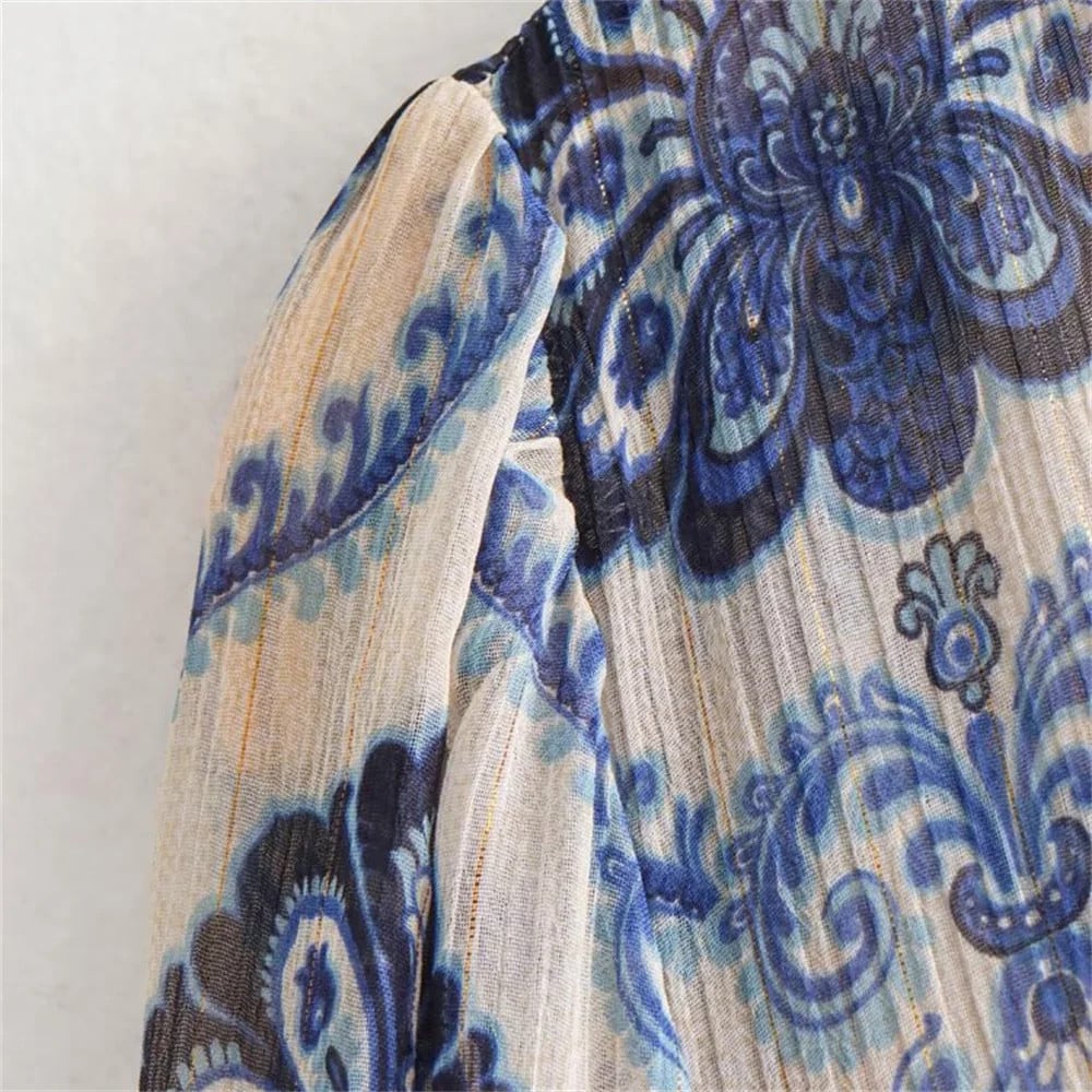 Willa | Printed Long Sleeve Tiered Midi Dress