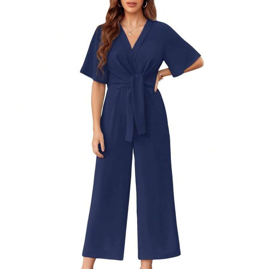Gracie | Jumpsuit With V Neck Tie Waist