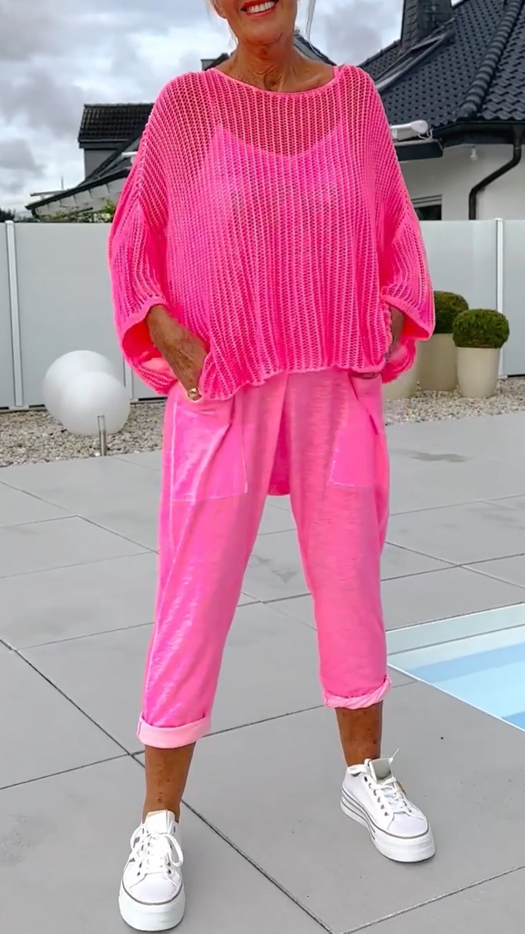 Spanou | Mesh Knit Top and Trouser Set