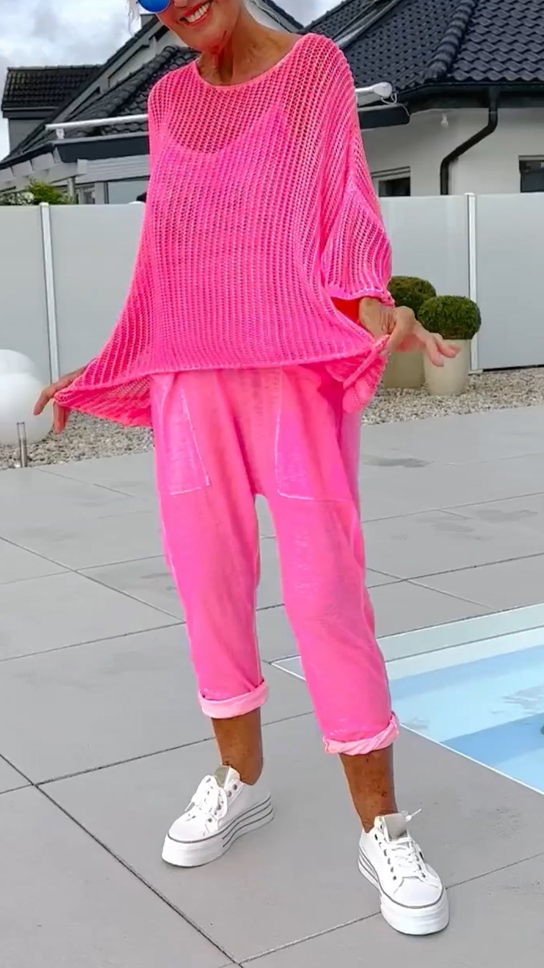 Spanou | Mesh Knit Top and Trouser Set