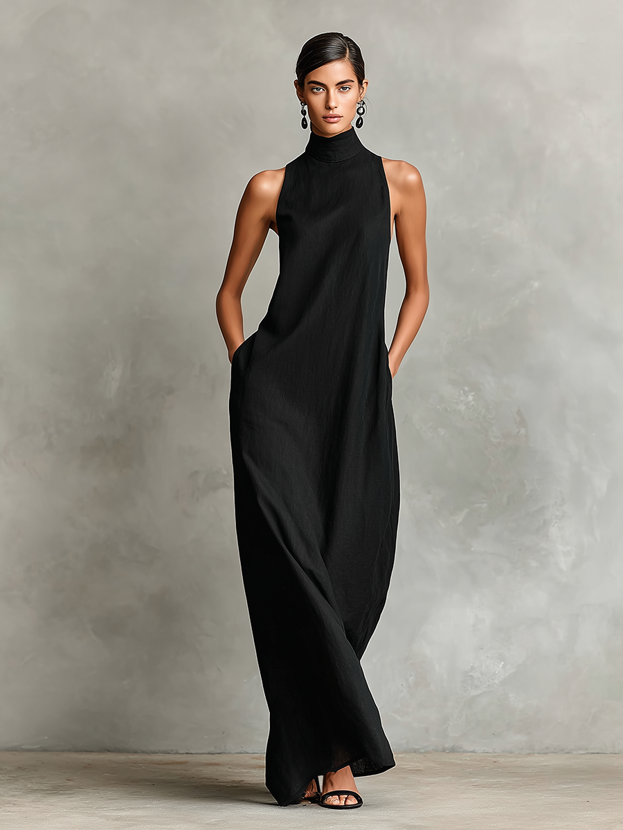Imeria | Sleeveless High Neck Maxi Dress
