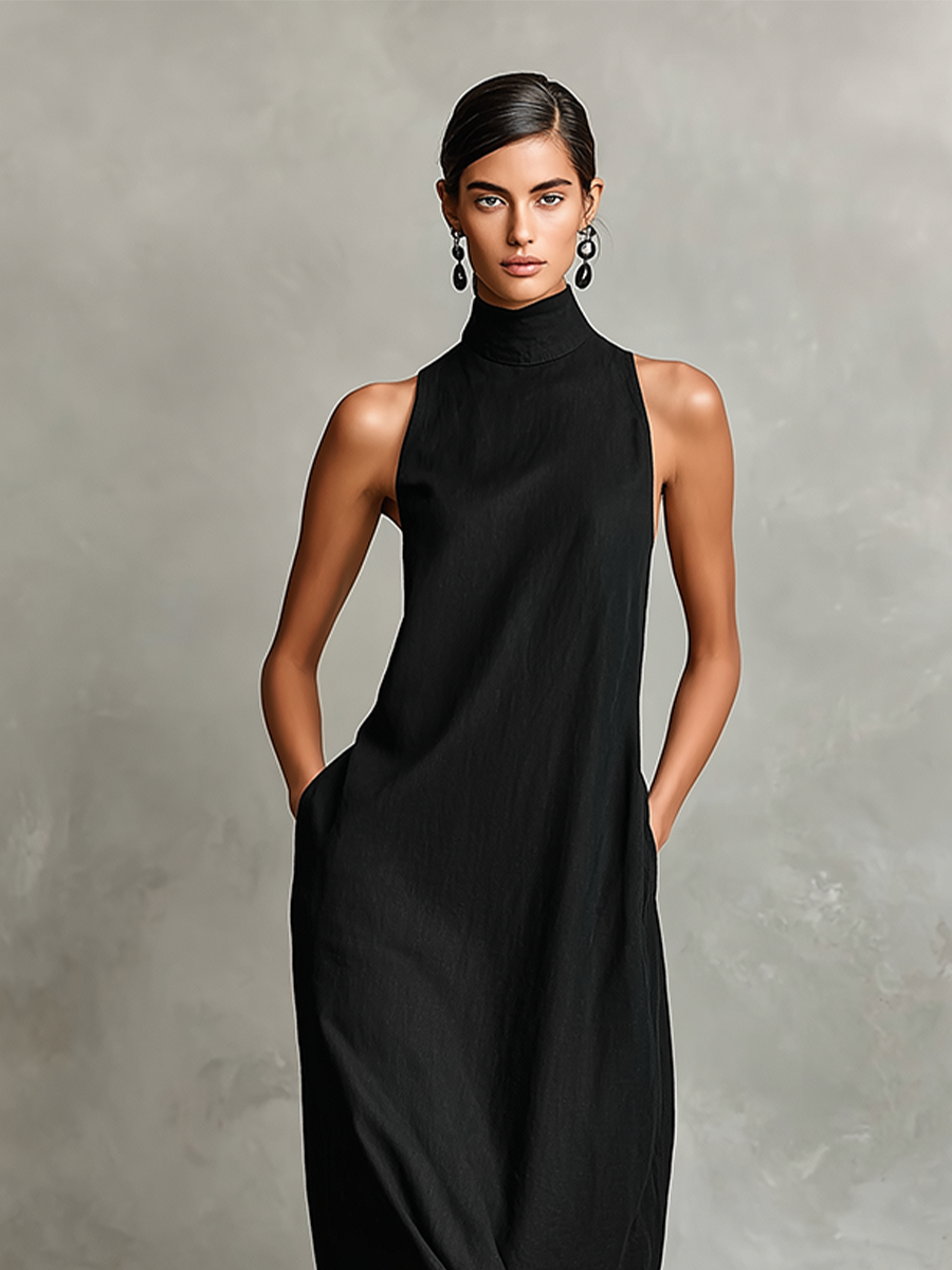 Imeria | Sleeveless High Neck Maxi Dress