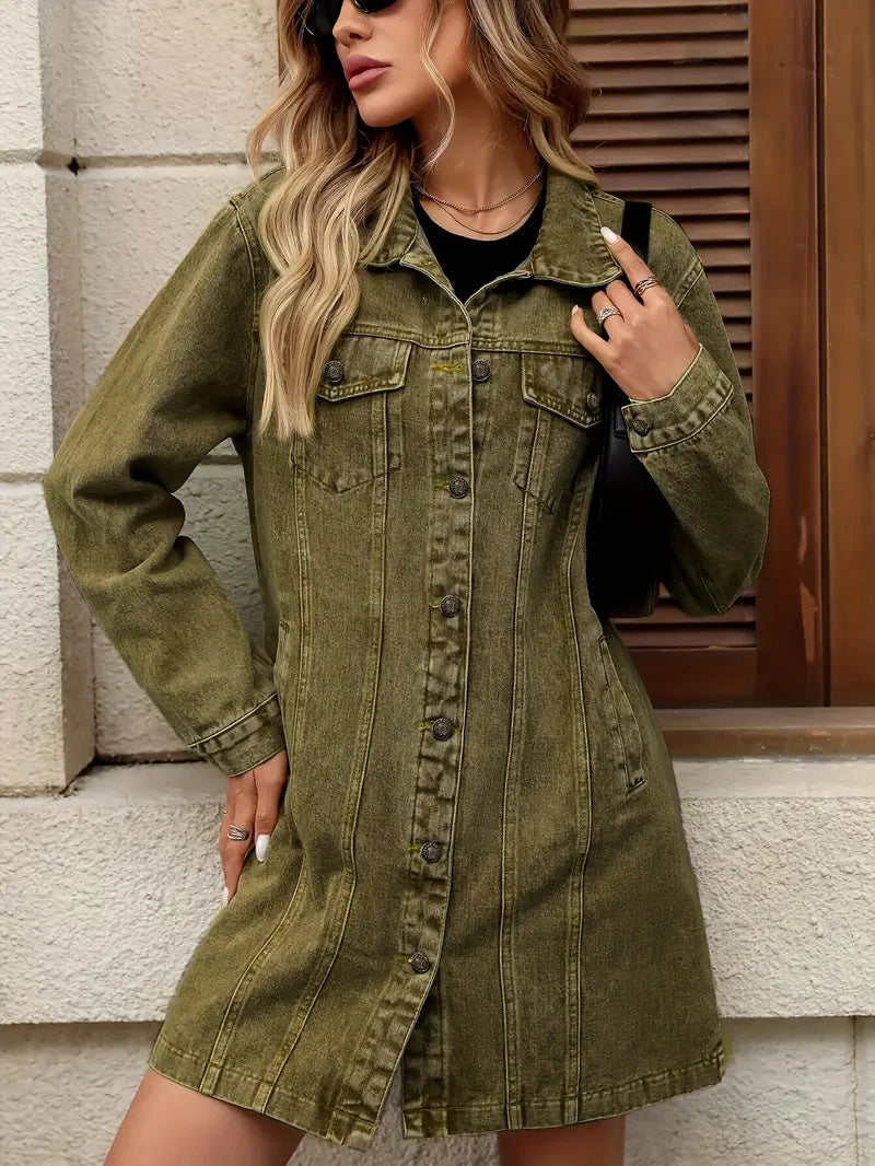 Tacie | Denim Long Sleeve Button Front Jacket