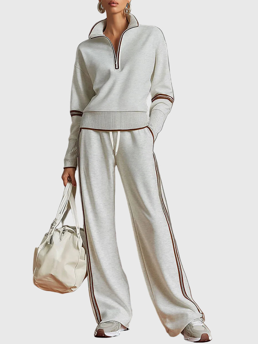 Minrada | Zip Neck Knitted Lounge Set