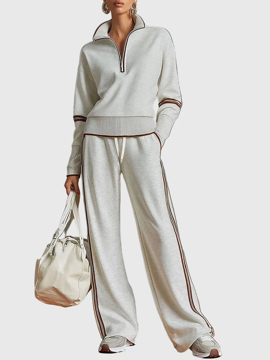 Minrada | Zip Neck Knitted Lounge Set