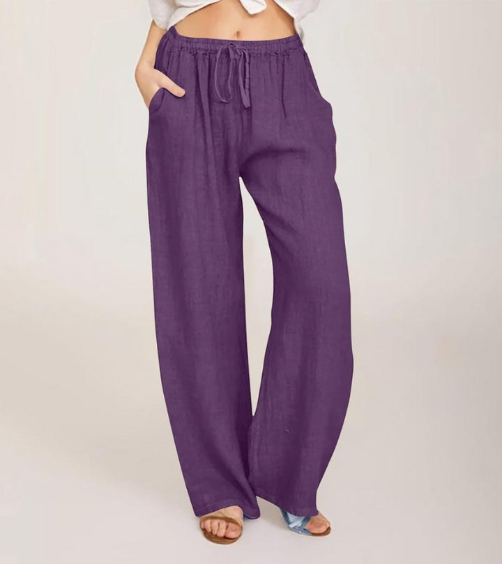 Maialen | Wide Leg Trousers Elastic Waist Drawstring