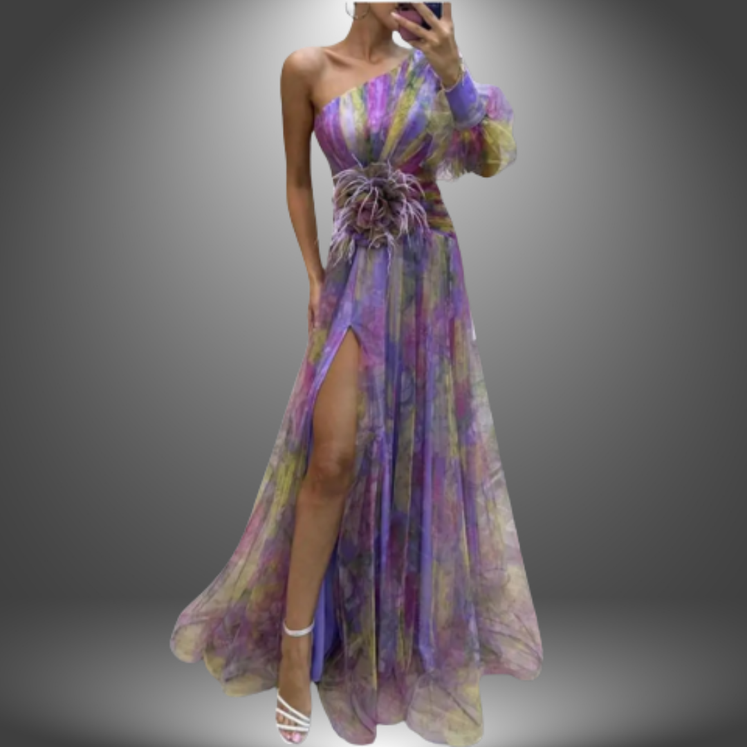 Nana | Maxi Dress One Shoulder Watercolor Print