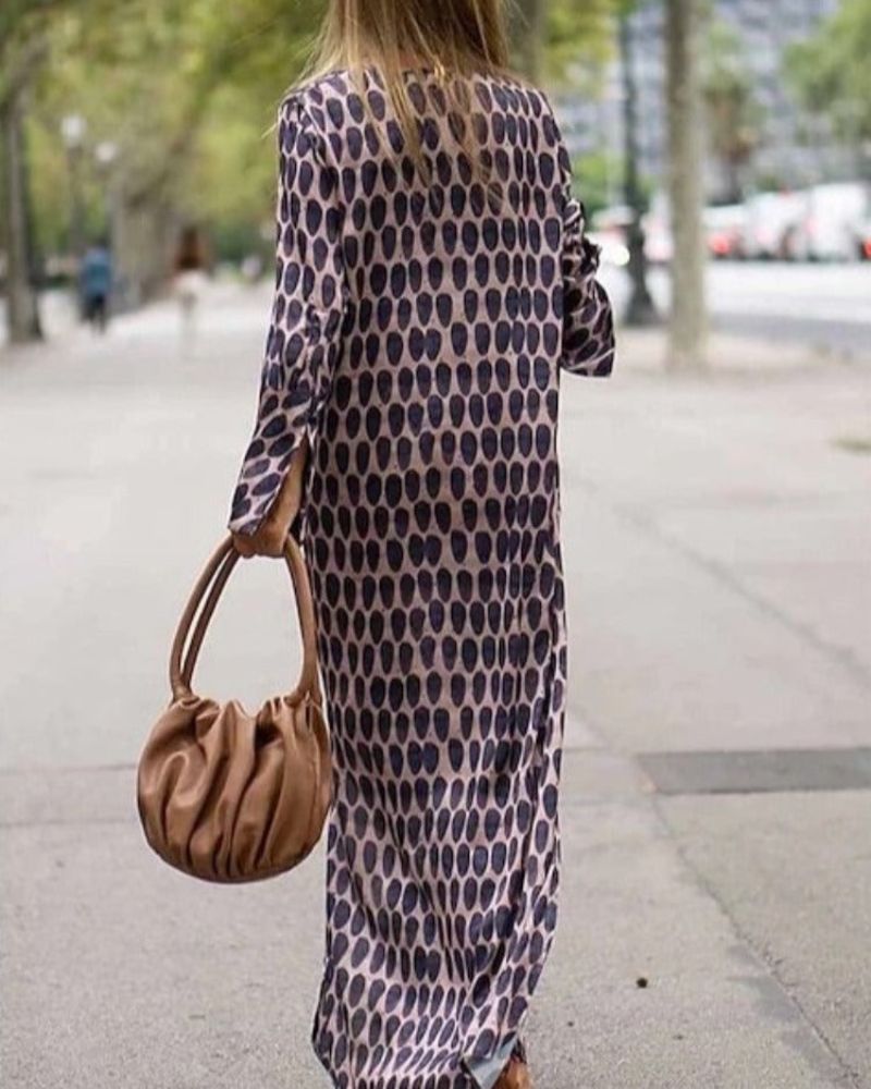 Rivka | Maxi Dress Long Sleeve V Neck Printed