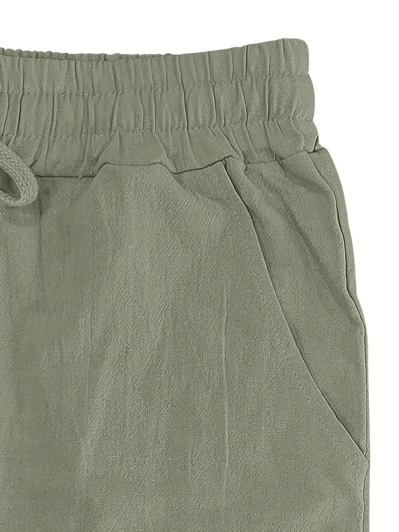 Babaev | Drawstring Wide Leg Linen-Style Trousers
