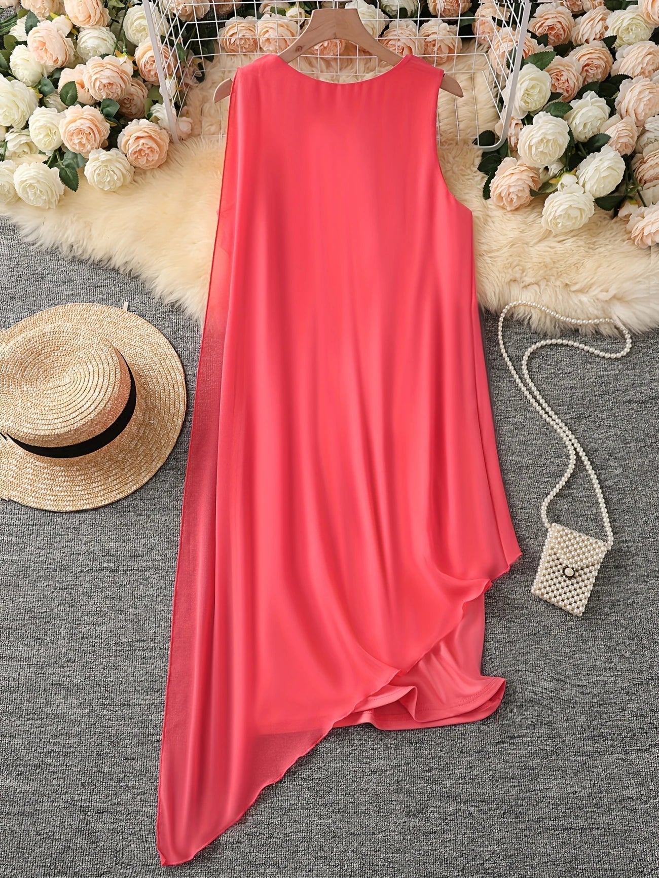 Maren | Sleeveless Asymmetric Layer Midi Dress