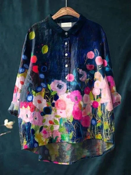 Emery | Painterly Floral Long Sleeve Blouse