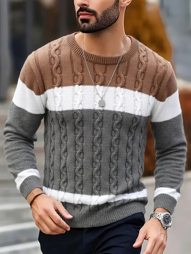 Watkins | Knitted Cable Crew Neck Sweater