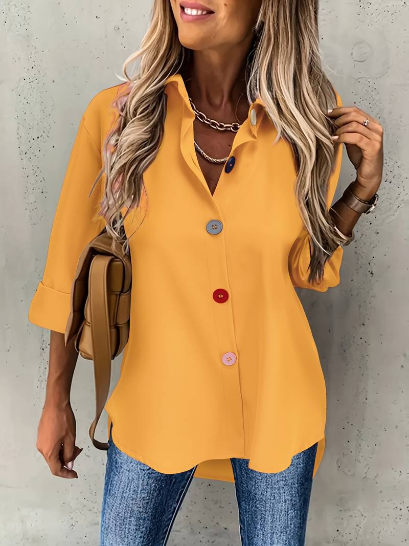 Lasangi - Long Sleeve Button Front Casual Shirt