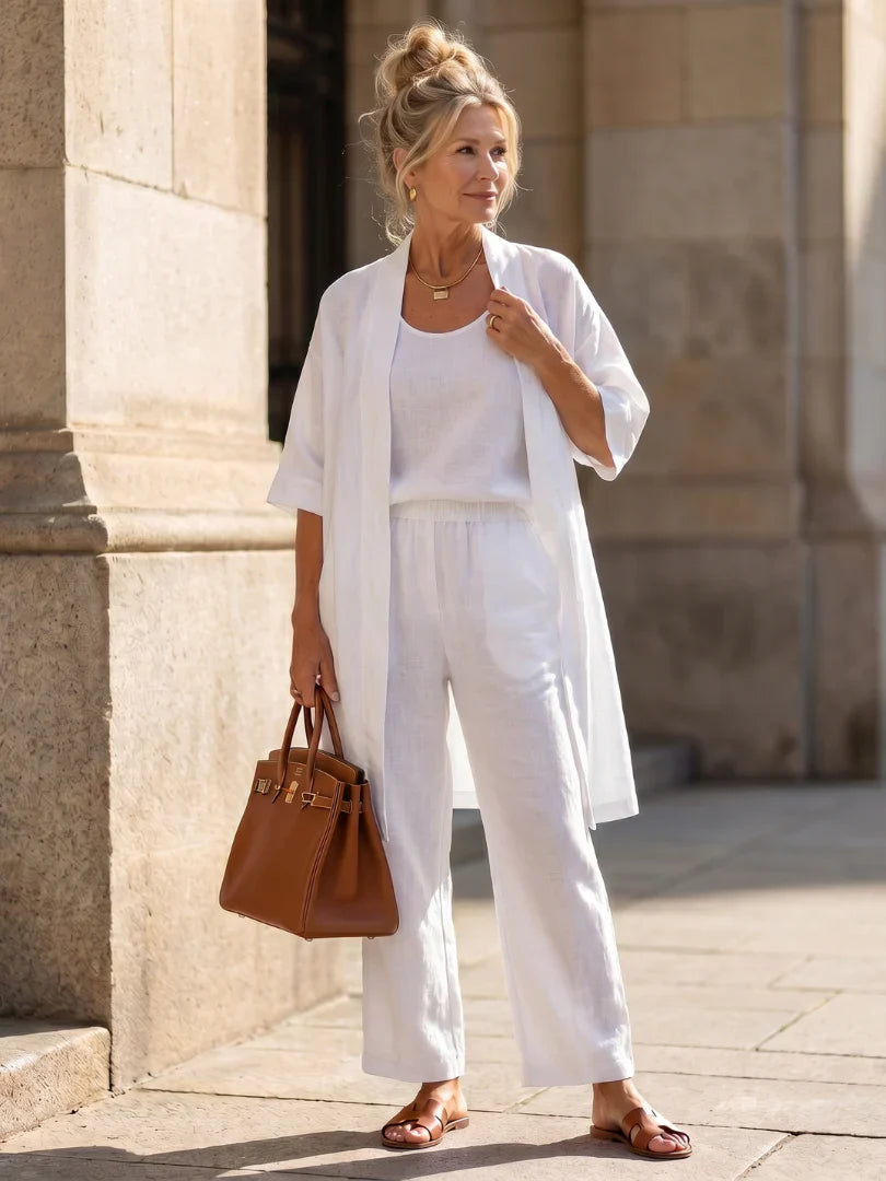 Amberley | Linen Style Three Piece Trouser Set