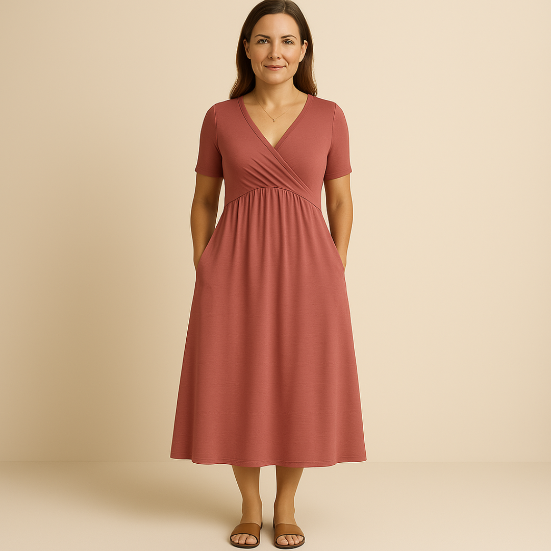 Bridgett | Dress Short Sleeve Wrap Front Midi