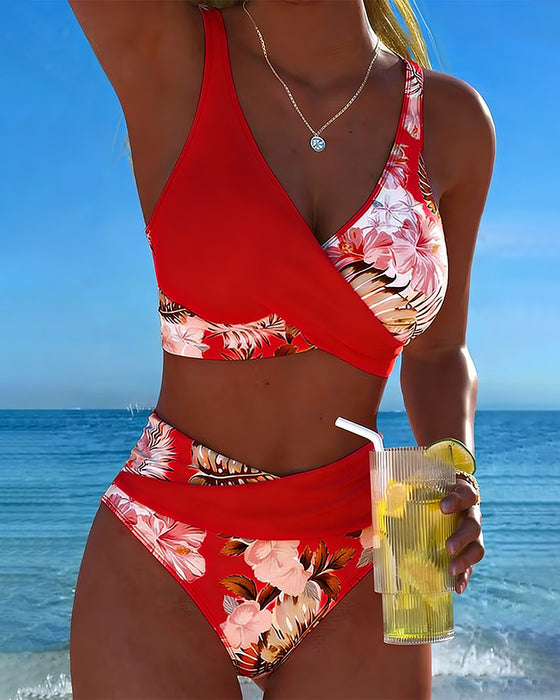 Killiane | Floral Wrap High Waist Bikini Set