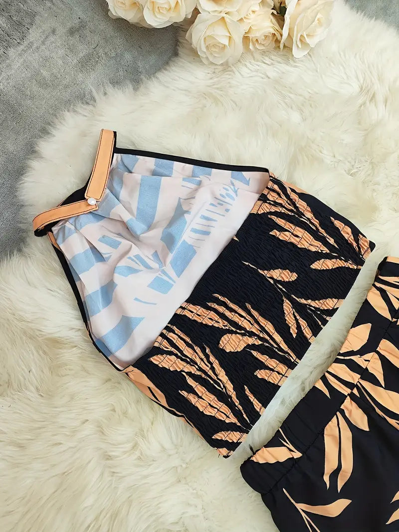 Zirina | Tropical Print Halter Two Piece Set