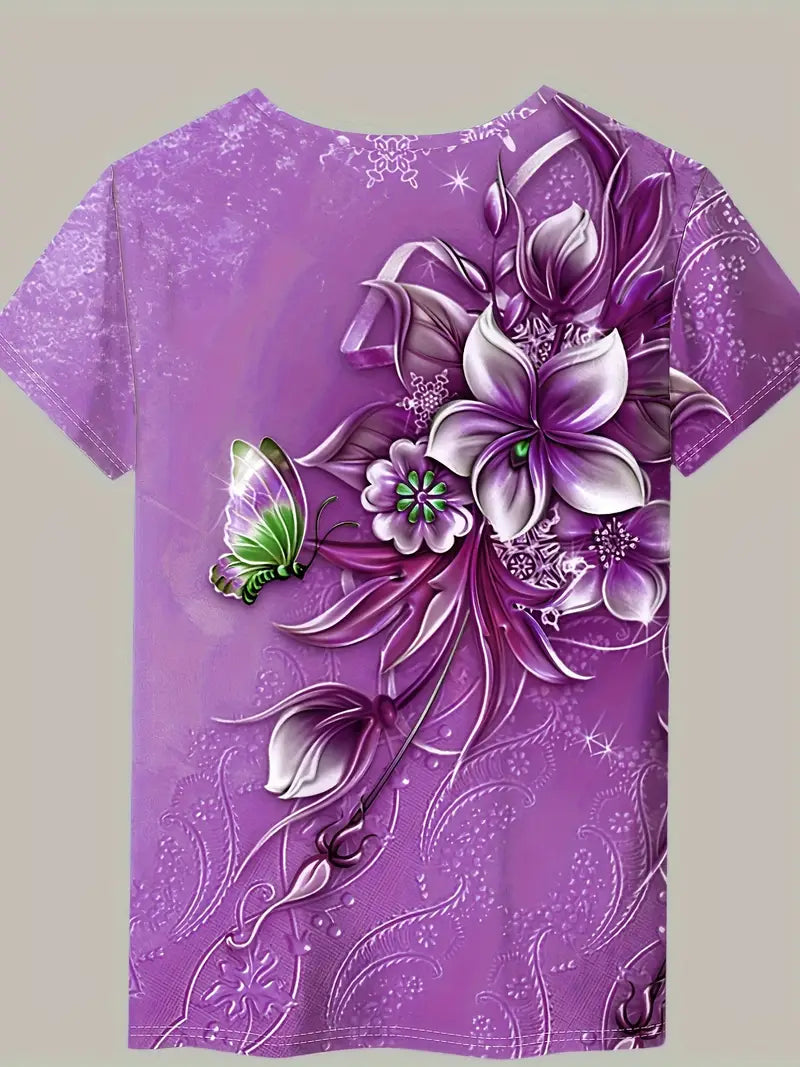 Carlisa | Floral Print Short Sleeve T Shirt