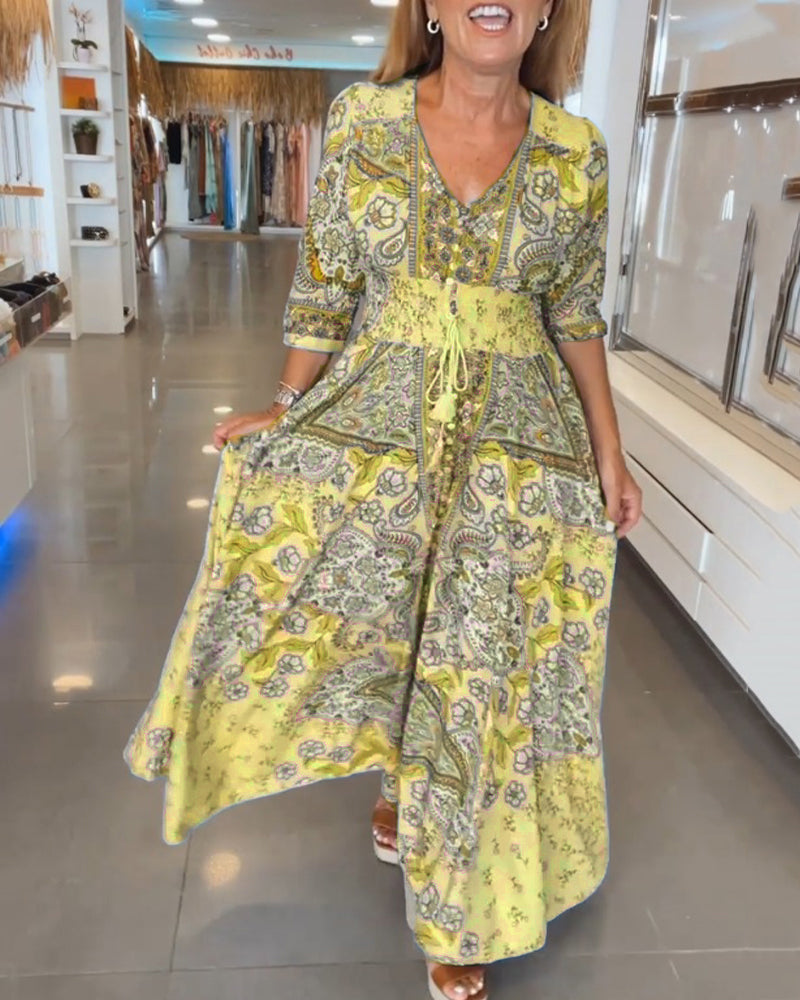 Taylor | Floral V Neck Midi Dress