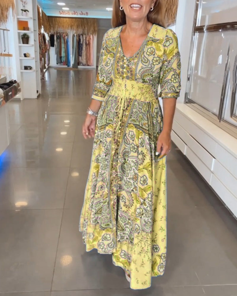 Taylor | Floral V Neck Midi Dress