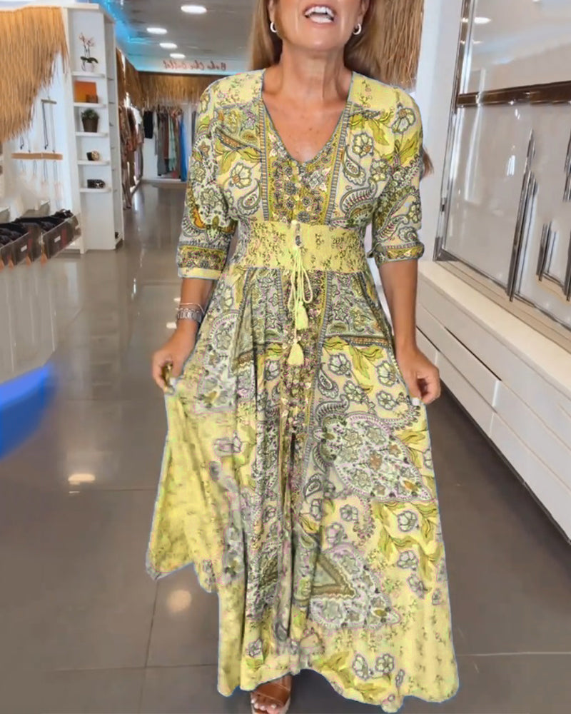Taylor | Floral V Neck Midi Dress