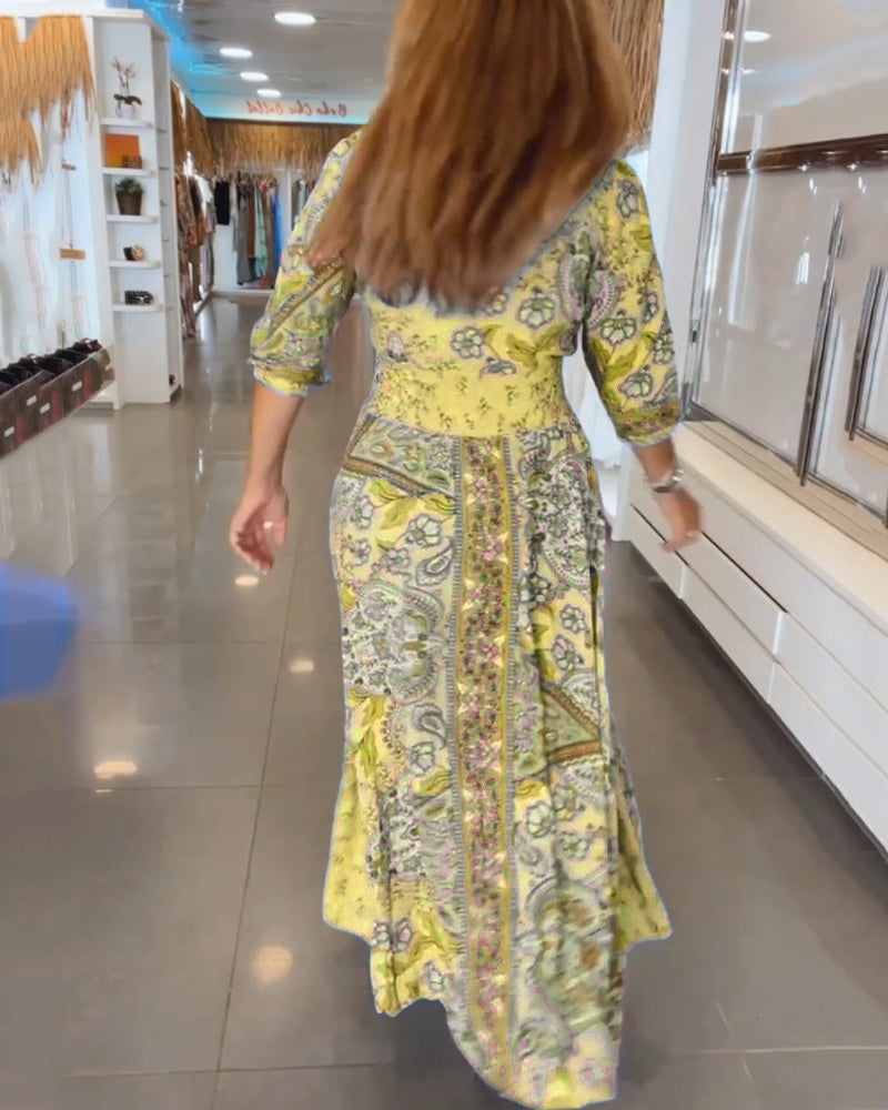 Taylor | Floral V Neck Midi Dress