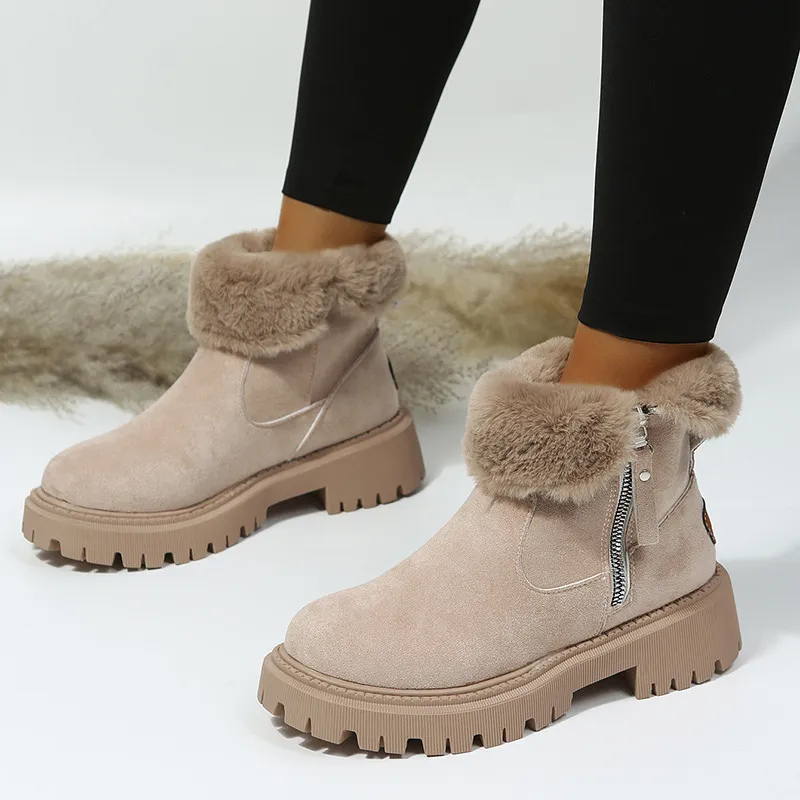 Gertraud | Ankle Boots with Plush Cuffs and Zippers