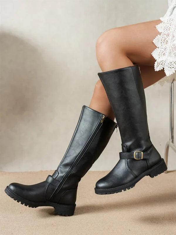 Vanessa | Knee-High Boots with Buckle and Zip