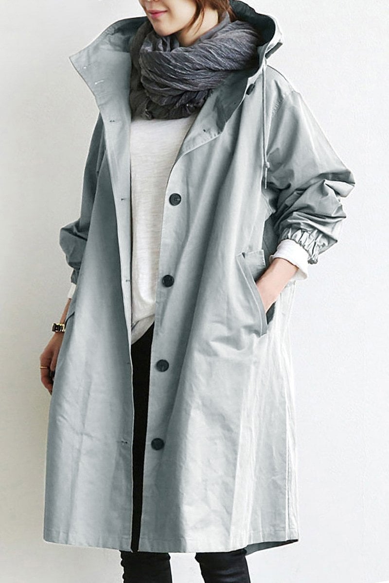 Shauna | Long Hooded Coat with Button Front